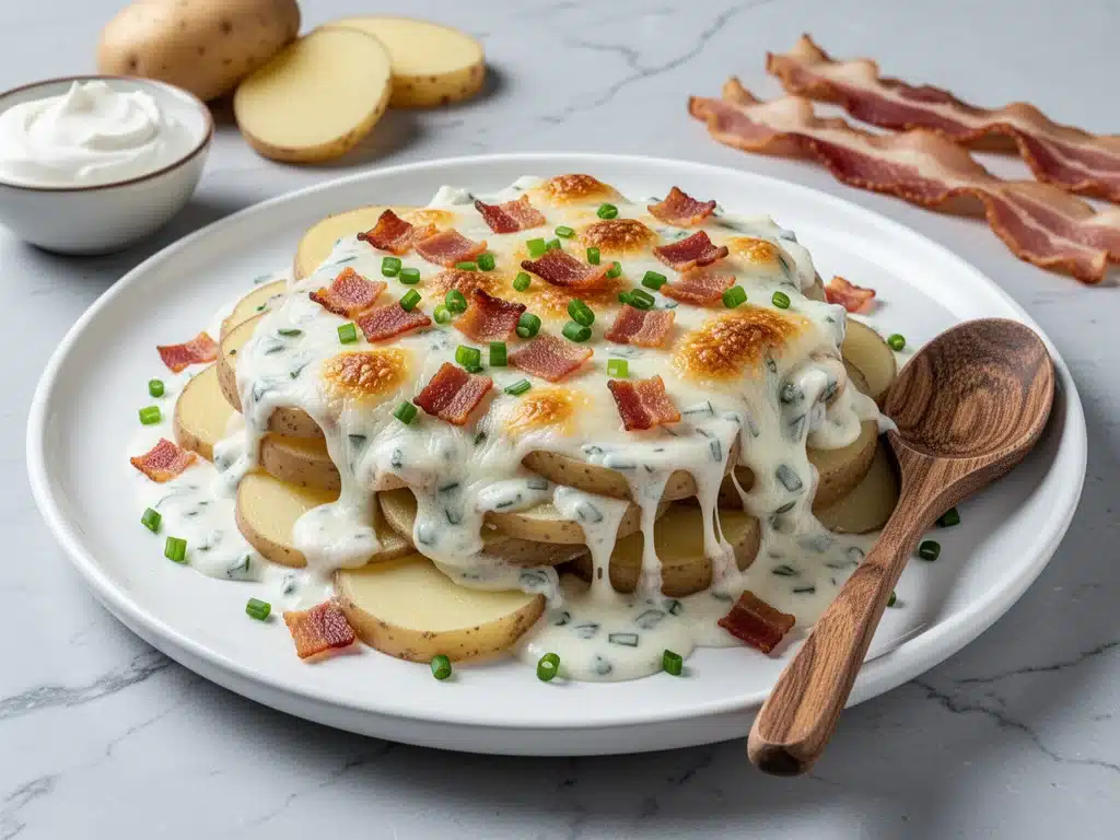 cheesy bacon ranch potato casserole - featured image