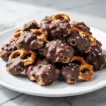 chocolate pretzel clusters - featured image