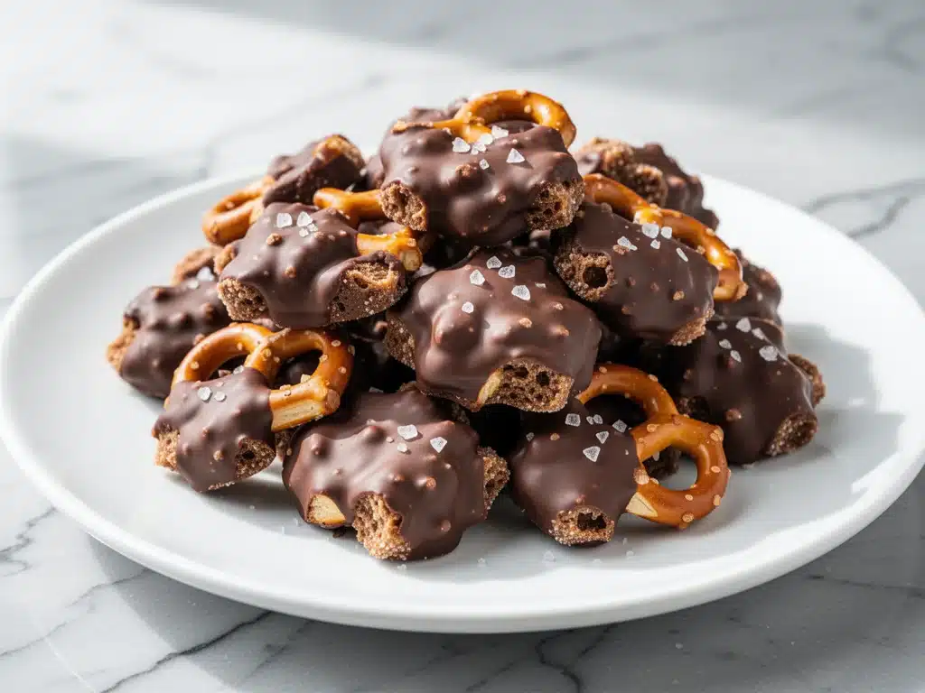 chocolate pretzel clusters - featured image