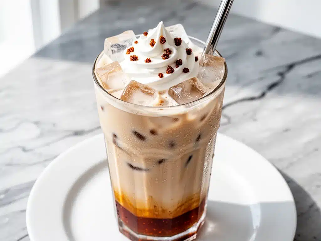 creamy iced brown sugar oat milk latte - featured image