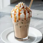 creamy iced vanilla caramel latte - featured image