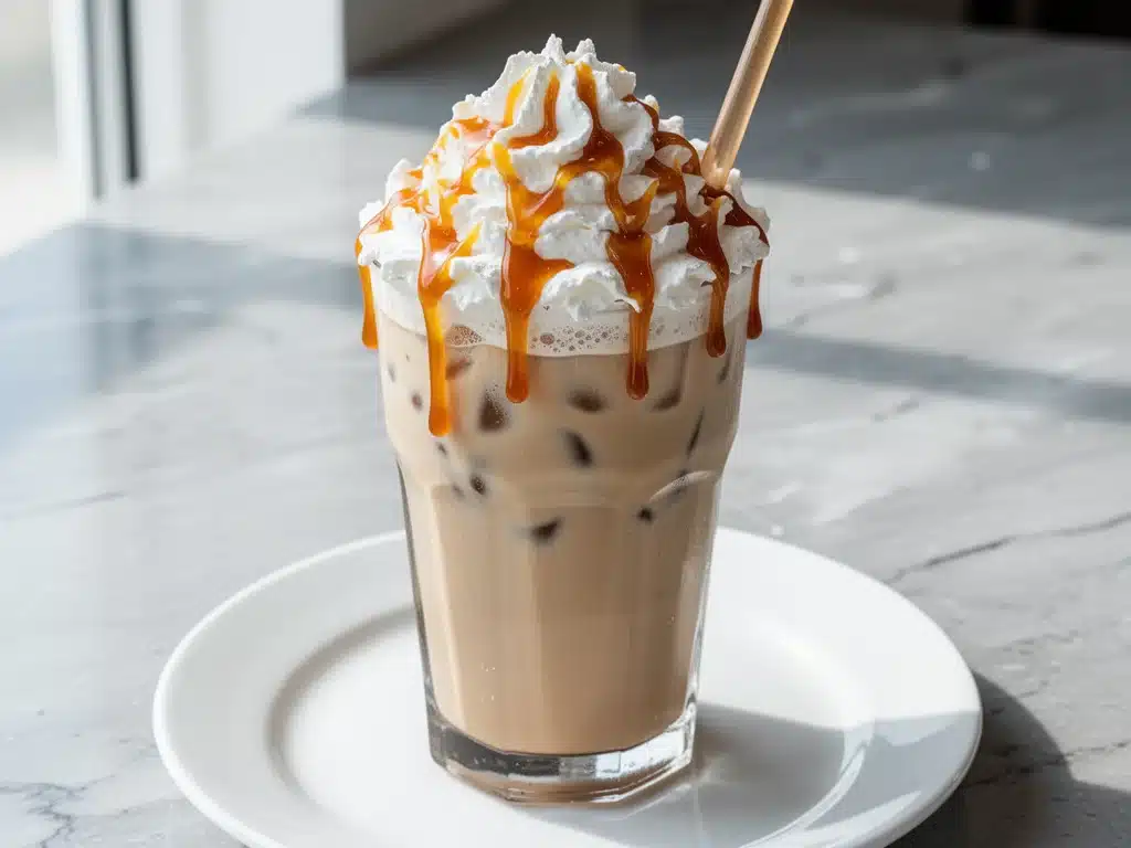 creamy iced vanilla caramel latte - featured image