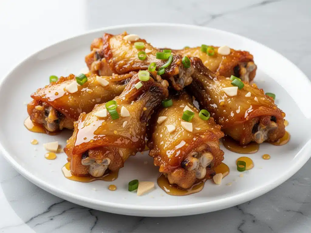 crispy air fryer chicken wings with honey garlic glaze - featured image