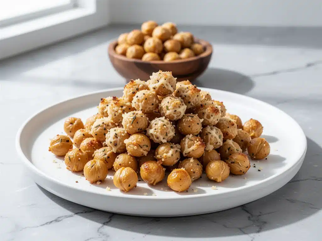 crispy baked parmesan garlic chickpeas - featured image