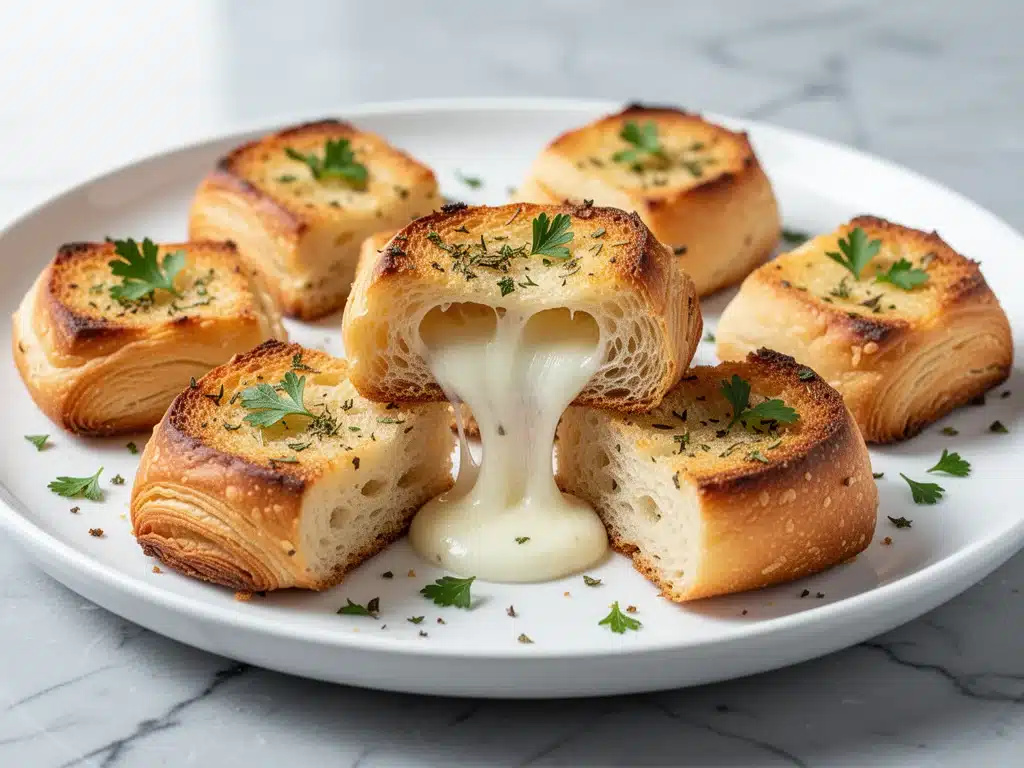 crispy mozzarella stuffed garlic bread bites - featured image