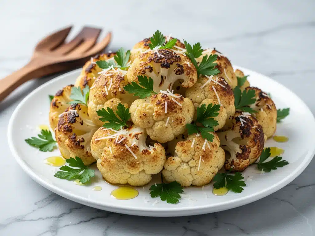 crispy parmesan roasted cauliflower - featured image