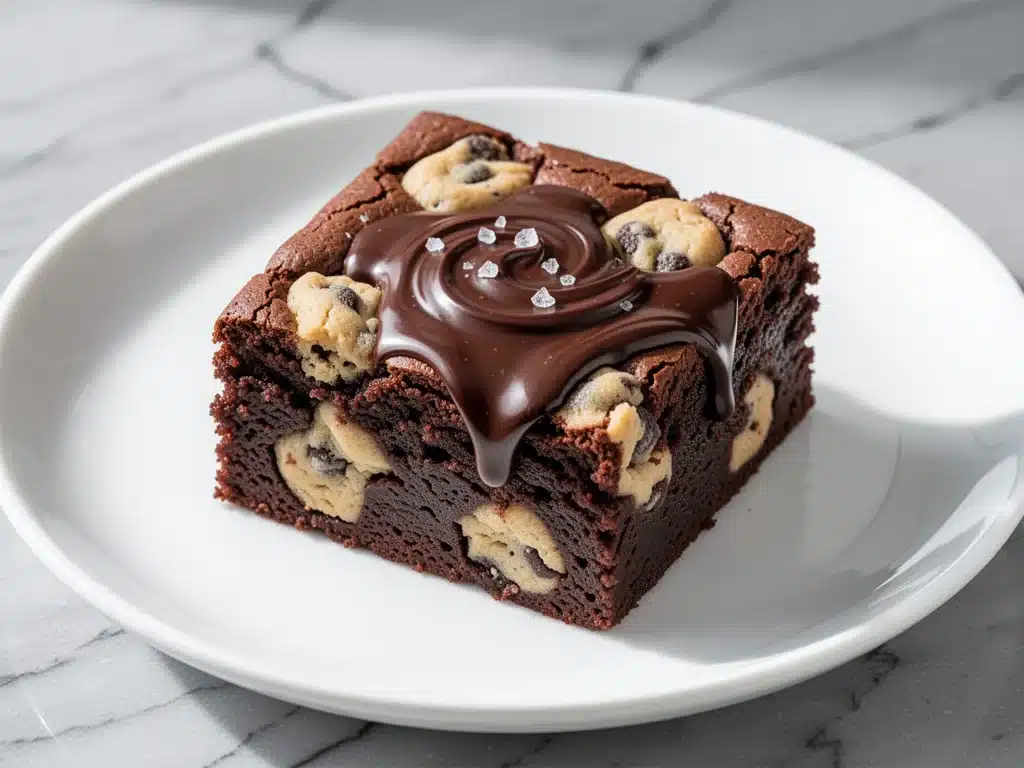 gooey cookie dough brownies with chocolate ganache - featured image