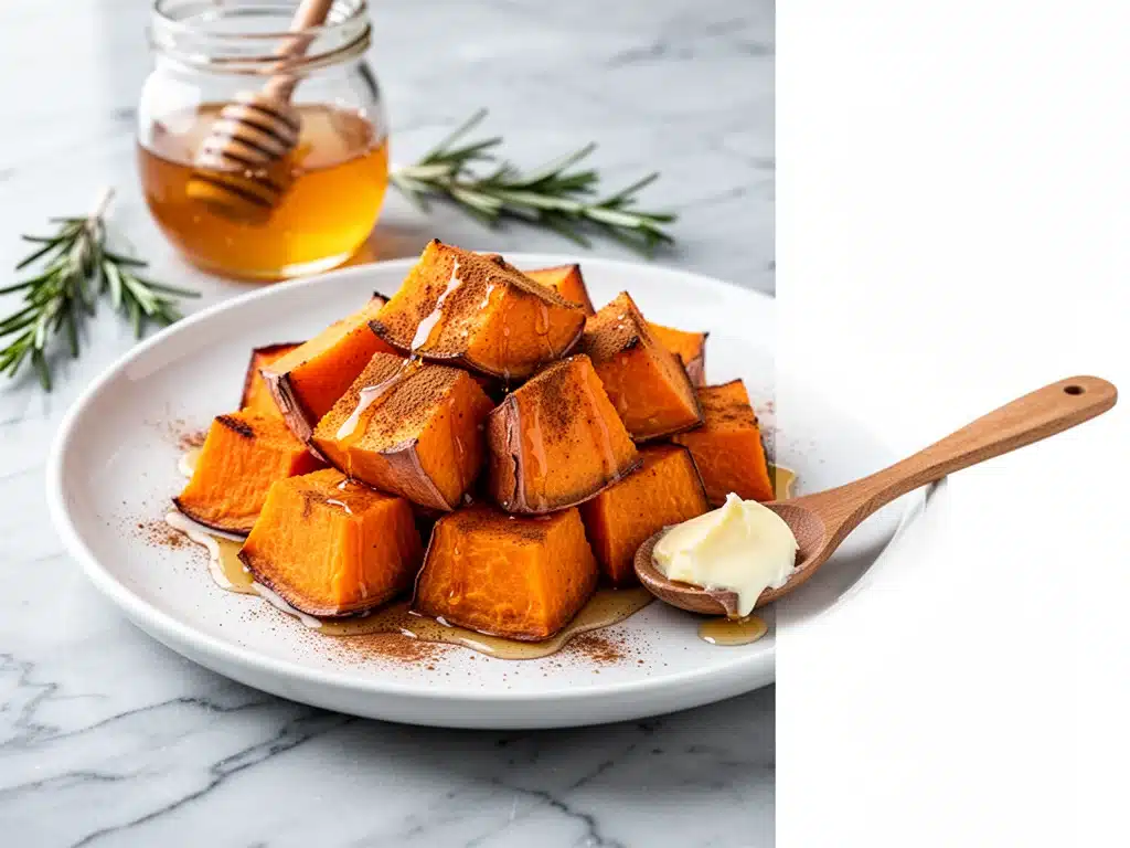 honey glazed roasted sweet potatoes - featured image