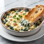 hot cheesy spinach artichoke dip - featured image