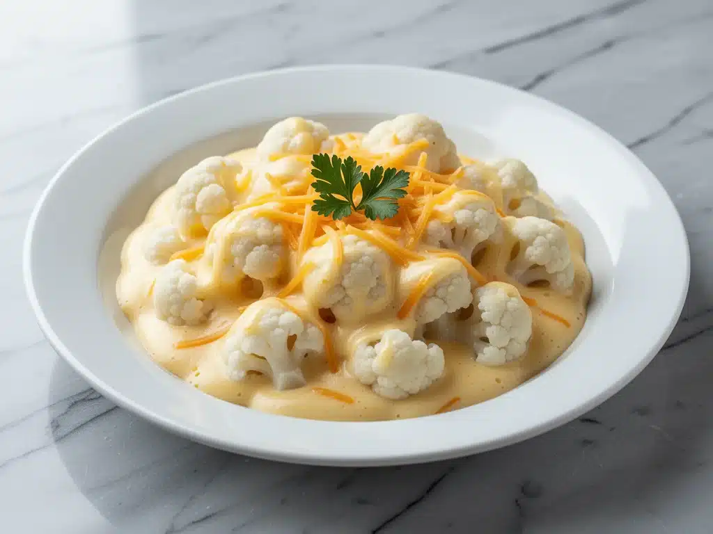 low-carb cauliflower mac and cheese - featured image