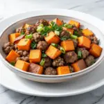 paleo sweet potato sausage hash - featured image