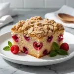 raspberry almond crumb coffee cake - featured image
