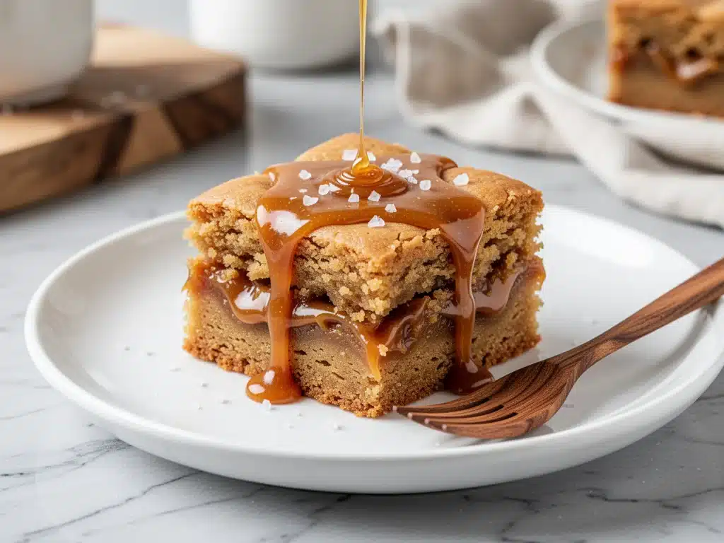 salted caramel blondies - featured image