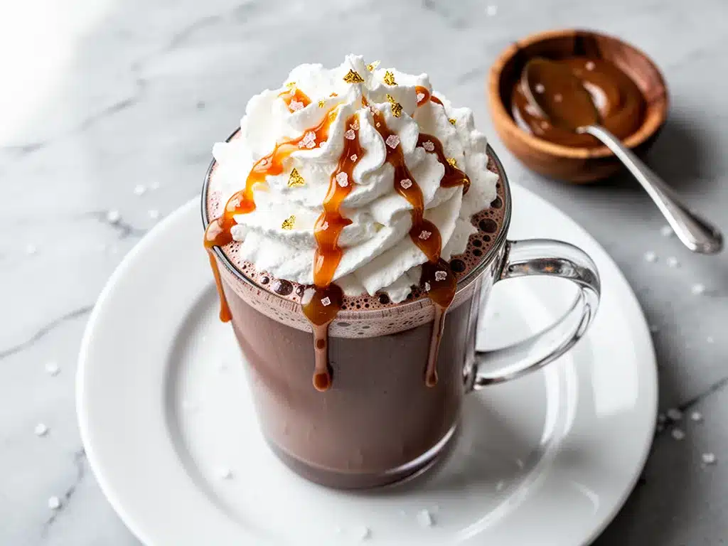 Salted Caramel Hot Chocolate with Whipped Cream: 5 Easy Steps 4 salted caramel hot chocolate preparation steps