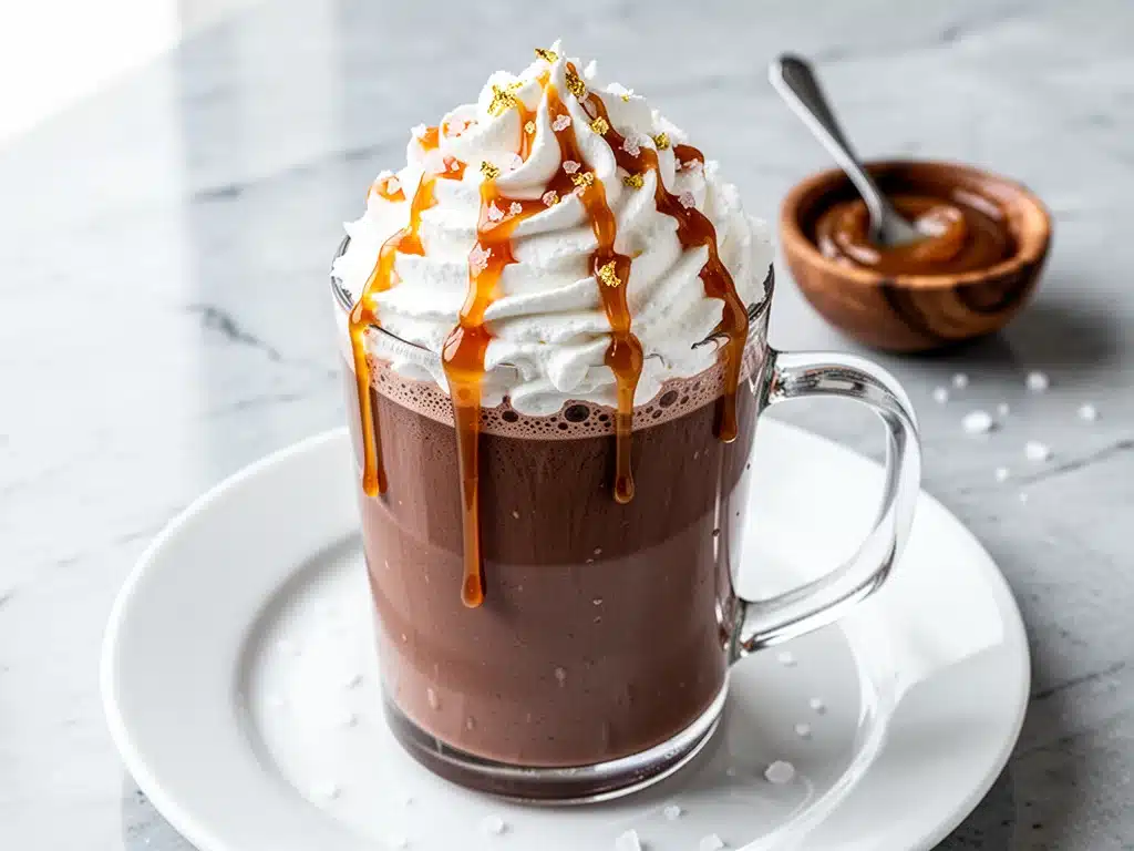 salted caramel hot chocolate - featured image