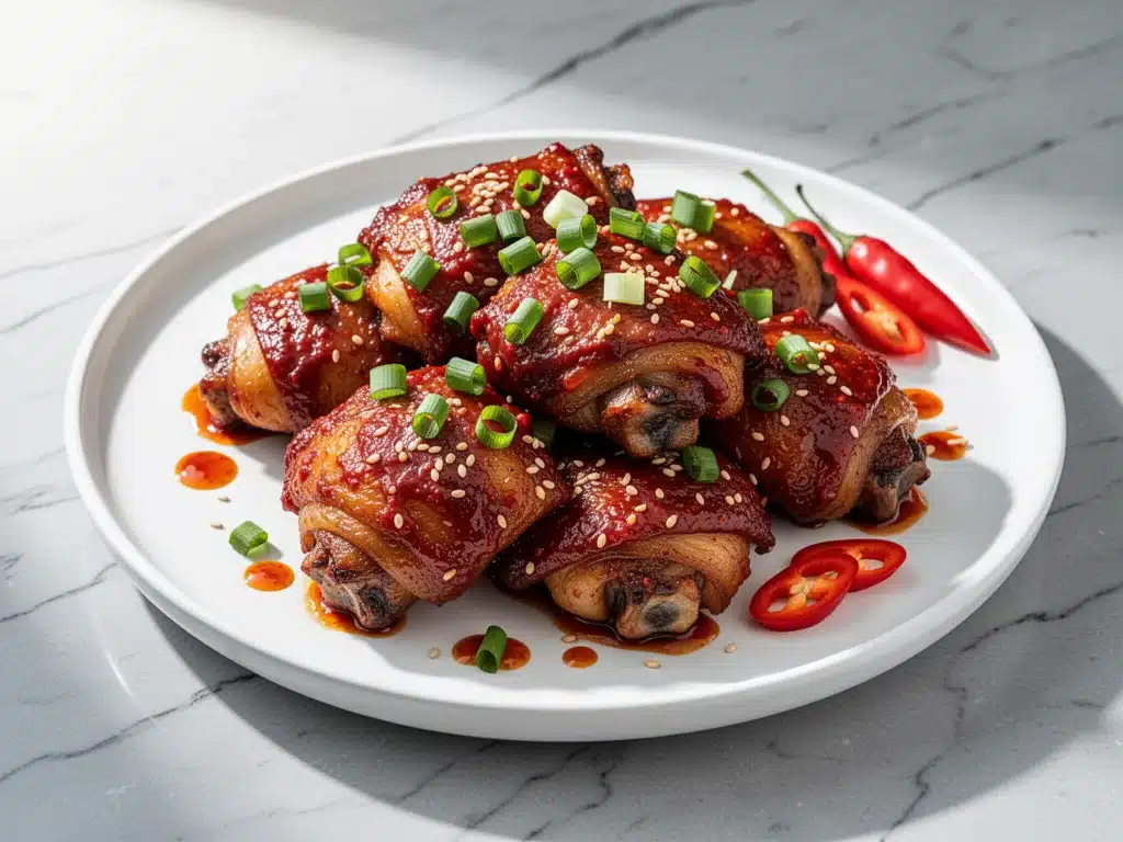 Sticky Korean Gochujang Glazed Chicken Thighs - featured image
