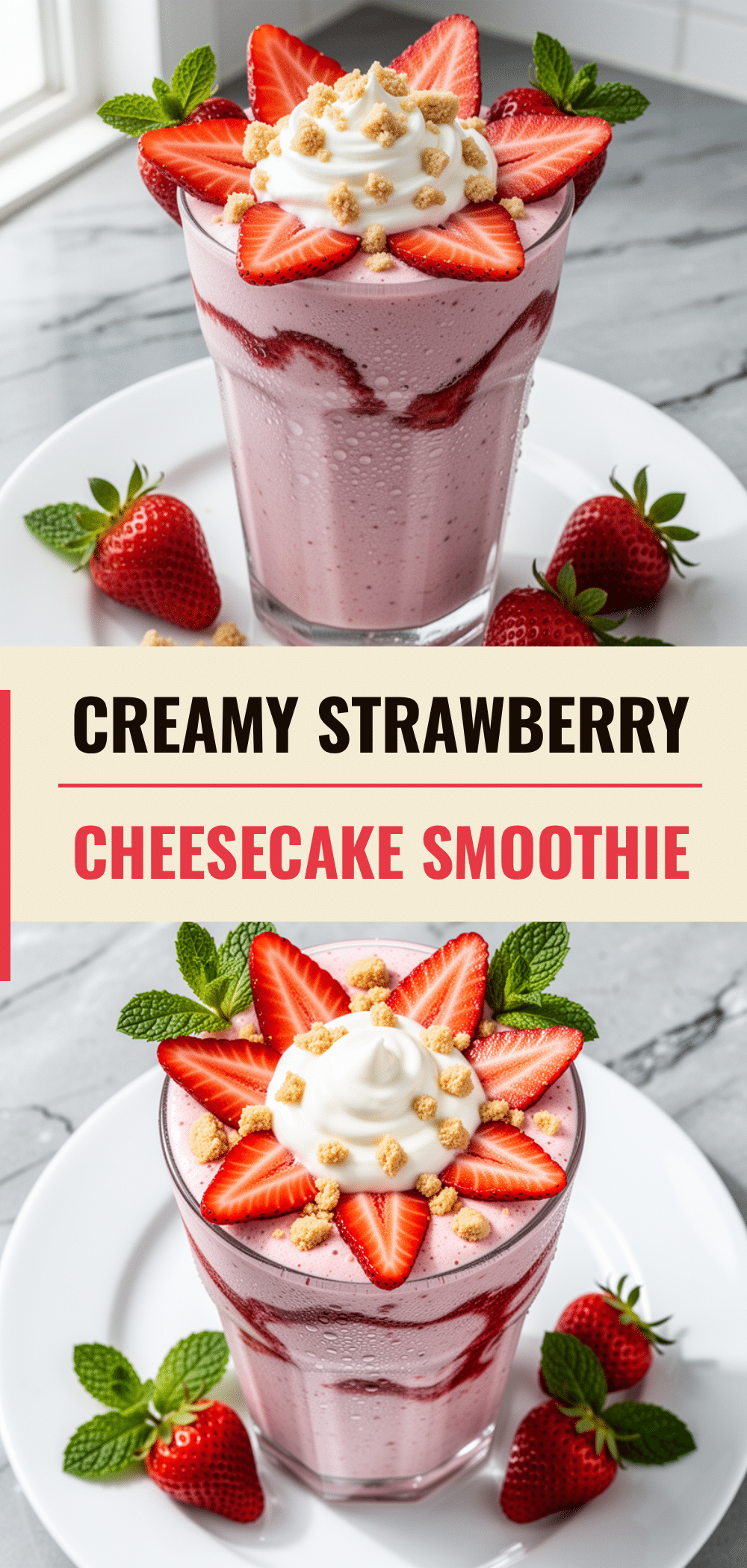Strawberry Cheesecake Protein Smoothie: 3-Ingredient High Protein Breakfast 5 Strawberry Cheesecake Protein Smoothie recipe