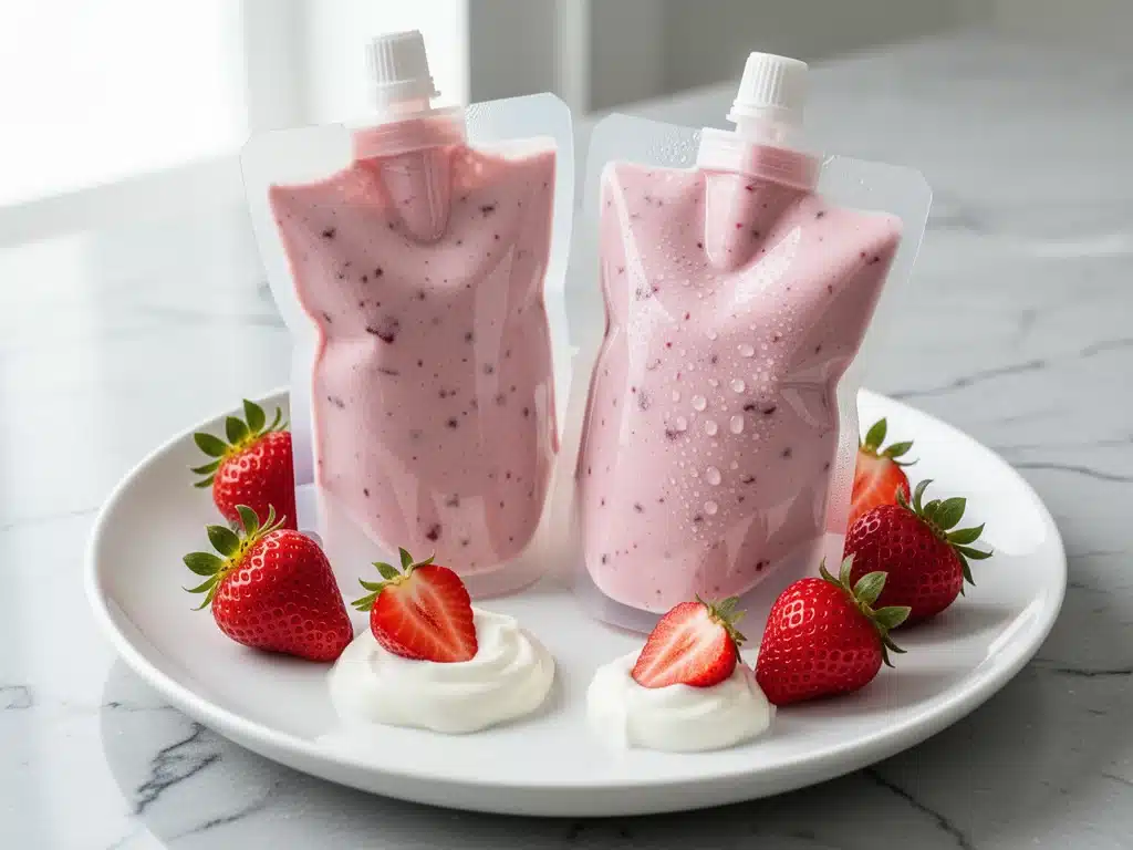 strawberry yogurt smoothie pouches - featured image