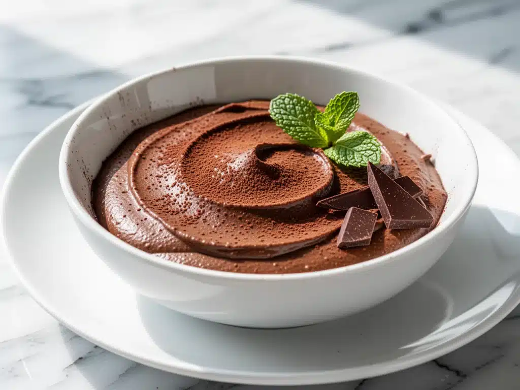 vegan creamy chocolate avocado mousse - featured image