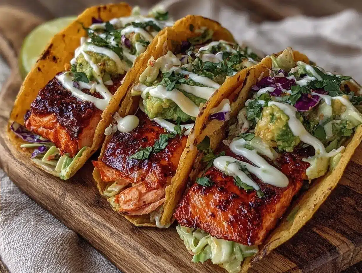 Blackened Salmon Tacos: 5-Min Easy Avocado Lime Slaw 4 Blackened Salmon Tacos preparation steps