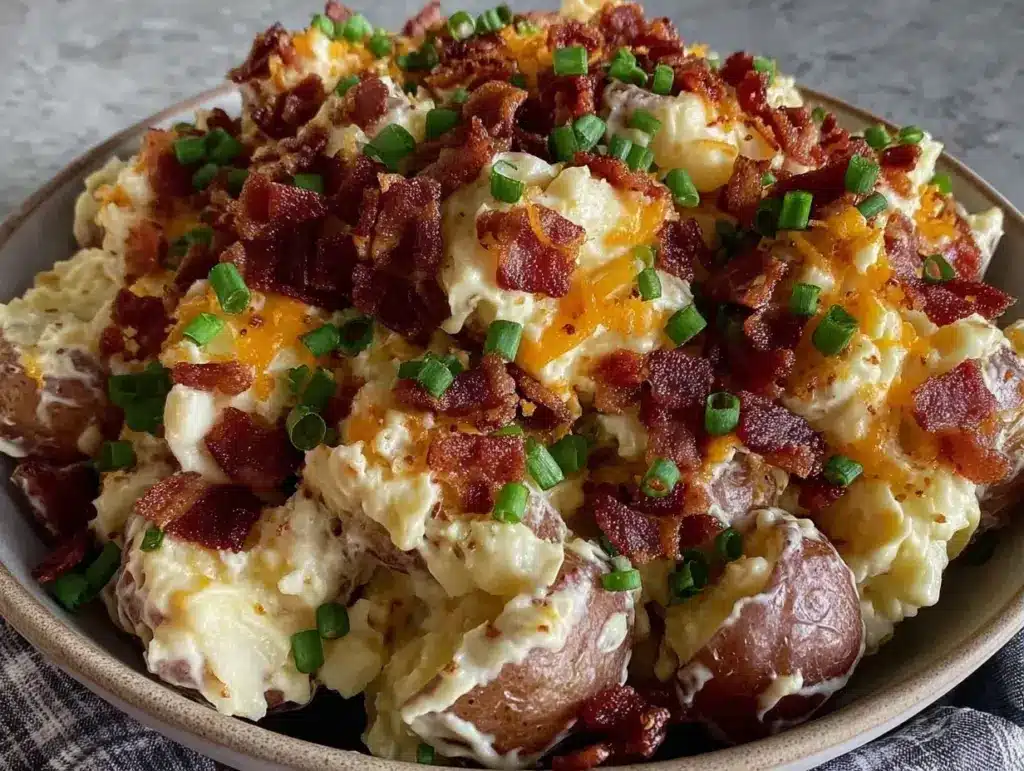 budget-friendly labor day loaded potato salad - featured image