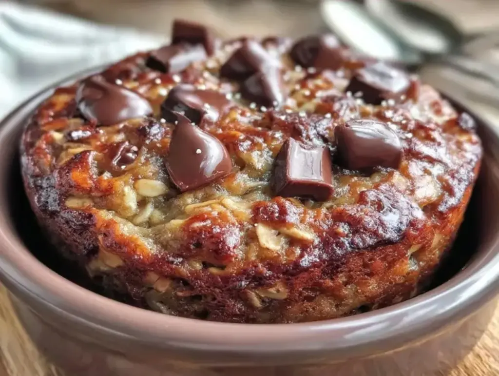 creamy chocolate chip baked oatmeal - featured image