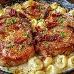 creamy garlic parmesan pork chops one skillet - featured image