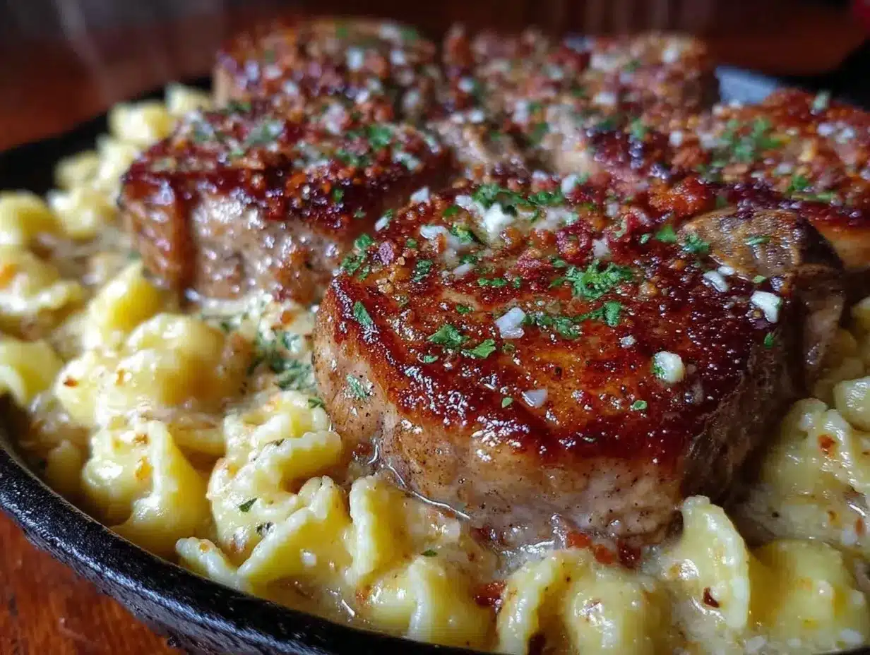 Easy Creamy Garlic Parmesan Pork Chops One Skillet 4 creamy garlic parmesan pork chops one skillet preparation steps