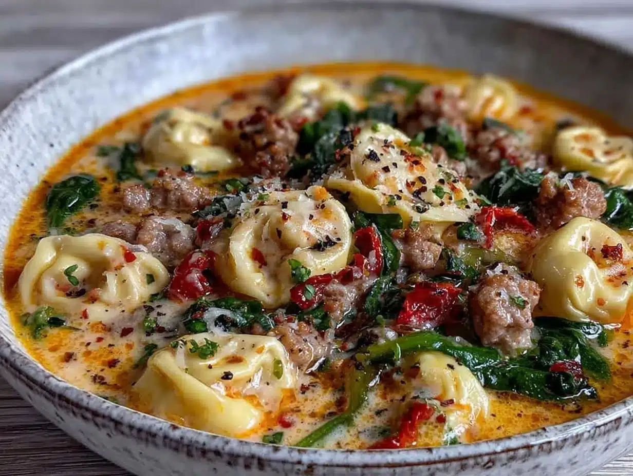 Creamy Tortellini Soup with Sausage: Grandmother’s Way 4 Creamy Tortellini Soup with Sausage preparation steps