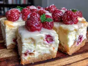 Home 3 creamy white chocolate raspberry cheesecake bars - featured image