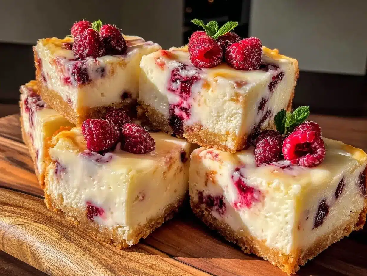 Creamy White Chocolate Raspberry Cheesecake Bars: 20g Protein 4 creamy white chocolate raspberry cheesecake bars preparation steps