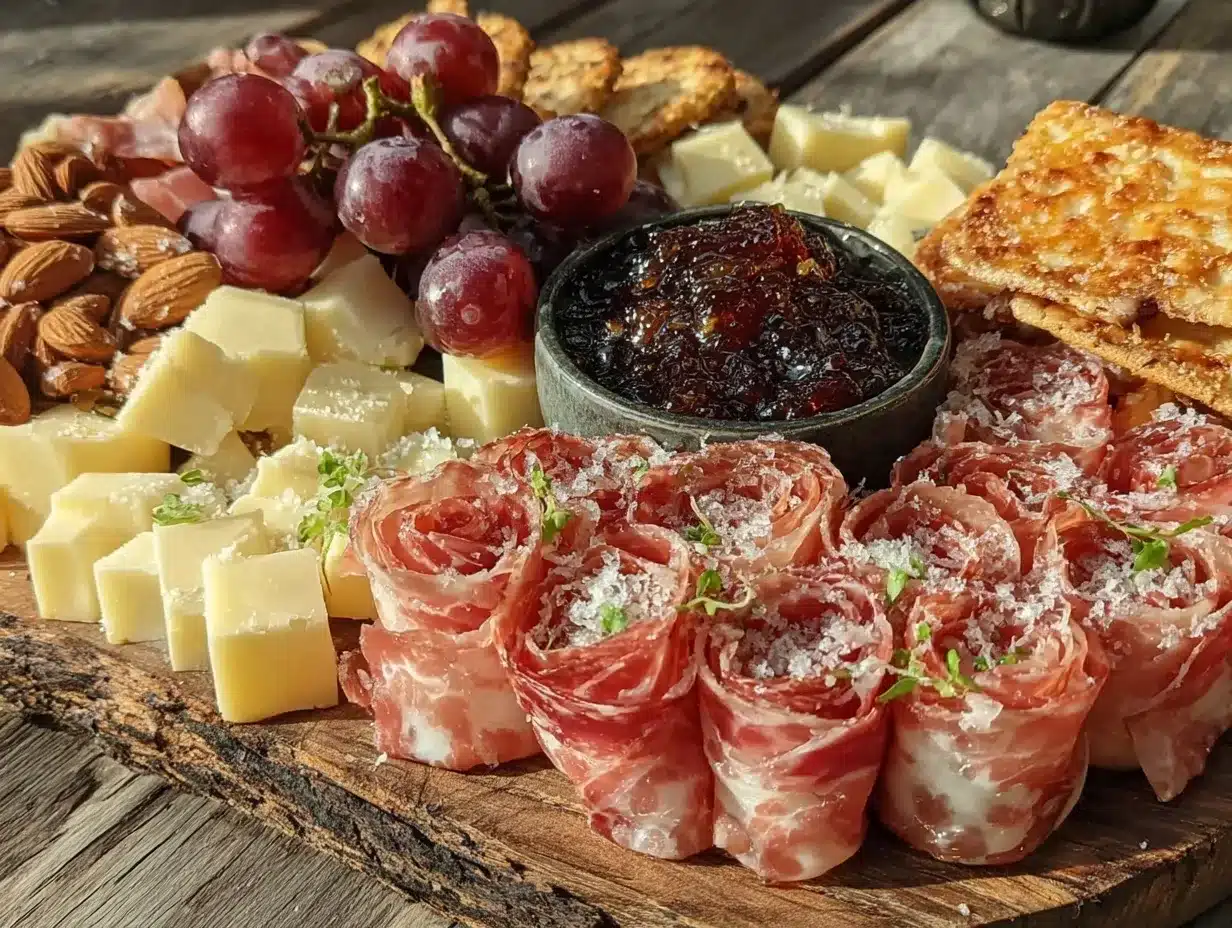 Easy Charcuterie Board with Prosciutto Roses: 5pm Dinner 4 Easy Charcuterie Board with Prosciutto Roses preparation steps