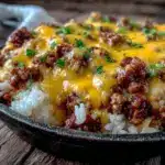 Easy One-Skillet Cheesy Beef Rice - featured image
