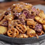Game Day Puppy Chow with Peanut Butter Drizzle - featured image