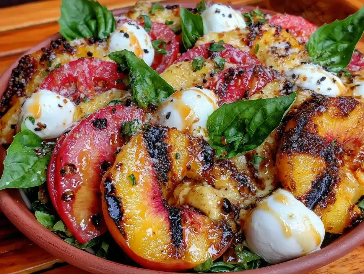 Labor Day Grilled Peach Burrata Salad: Easy Budget Summer Recipe 4 grilled peach burrata salad preparation steps