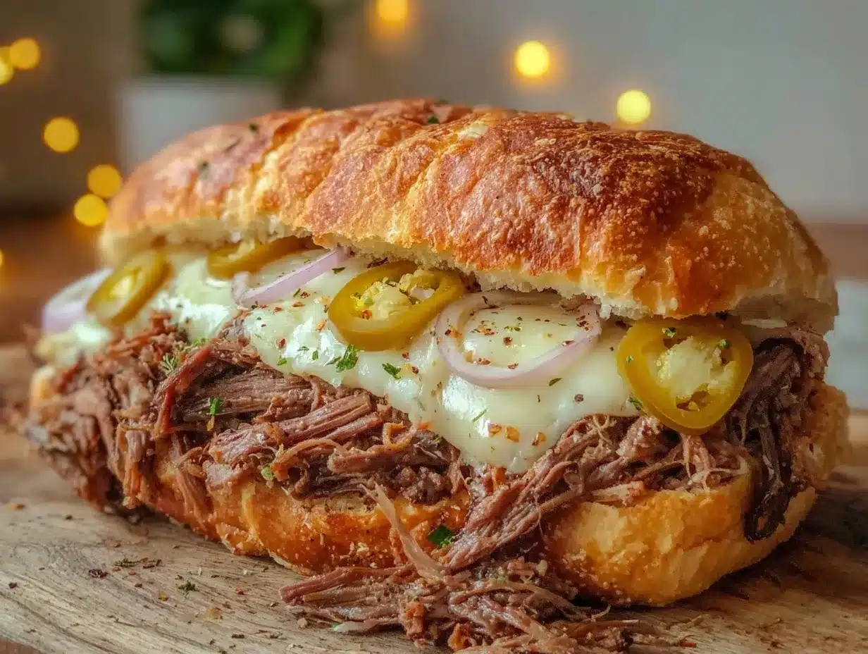 Tender Slow Cooker Mississippi Pot Roast Sandwiches 4 Mississippi Pot Roast Sandwiches preparation steps
