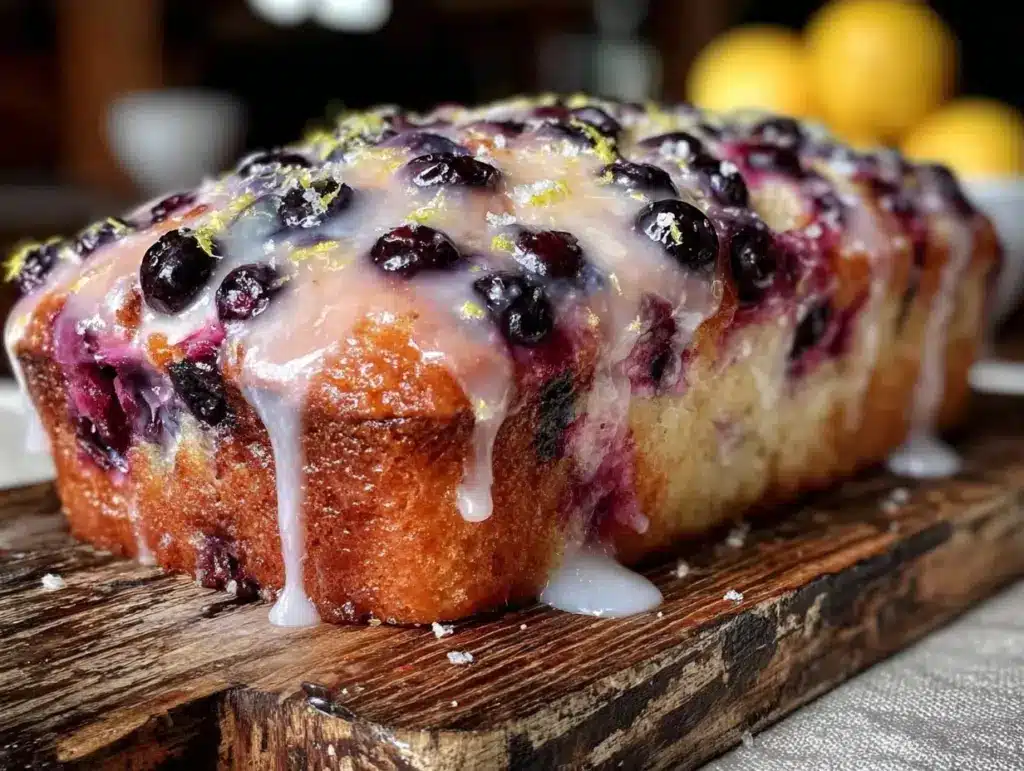moist lemon blueberry loaf cake - featured image