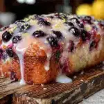 moist lemon blueberry loaf cake - featured image