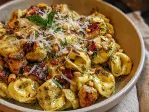 One Pan Creamy Pesto Chicken Tortellini - featured image
