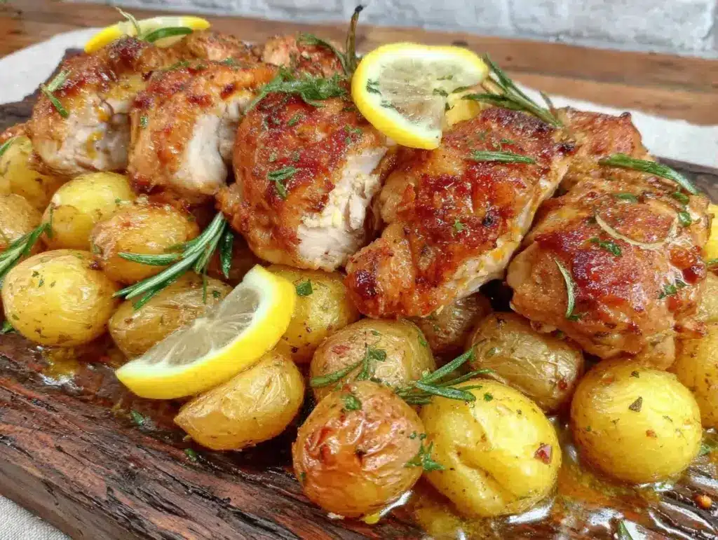 one-pan lemon herb chicken - featured image