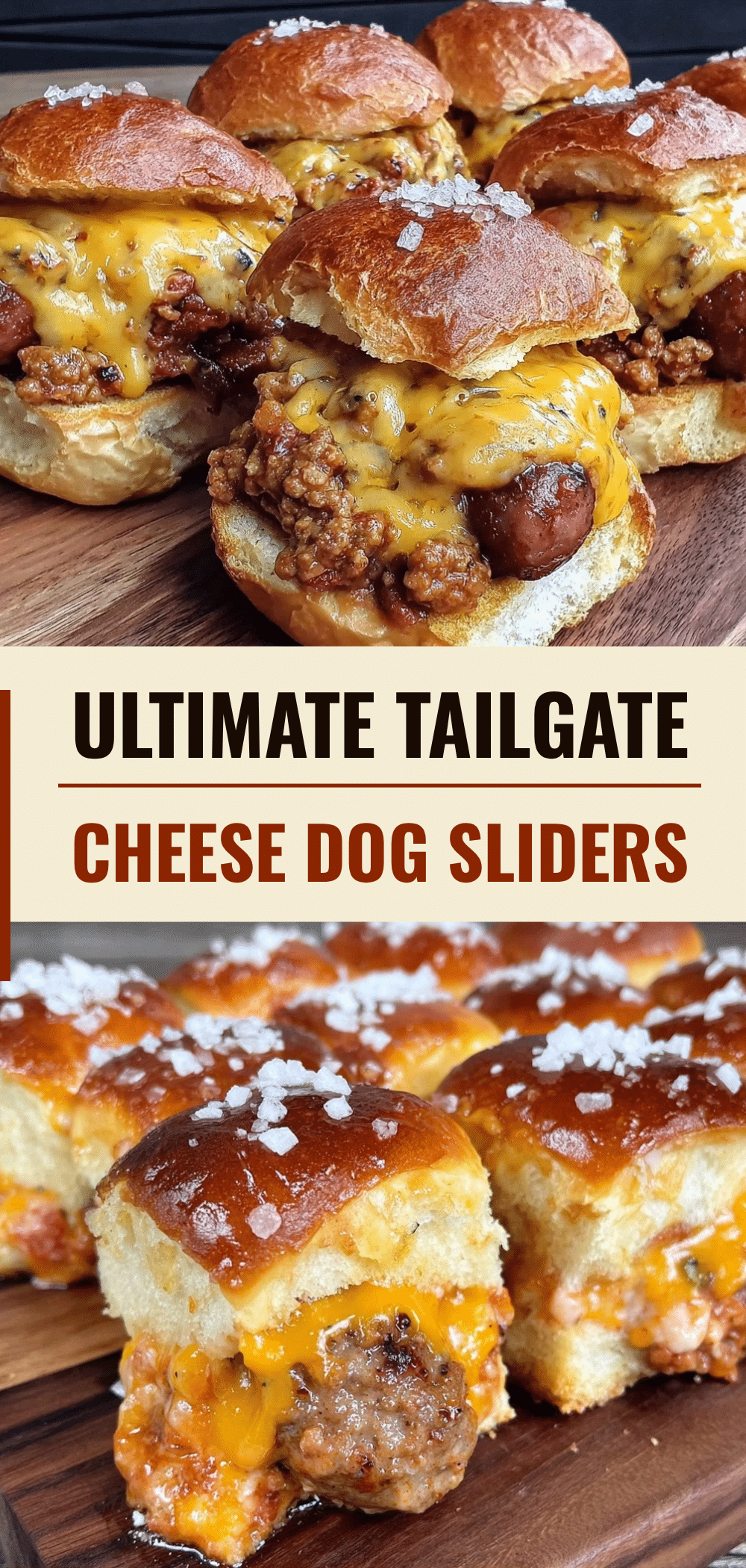 Tailgate Chili Cheese Dog Sliders: 4 Freezer-Ready Meals 5 Tailgate Chili Cheese Dog Sliders recipe