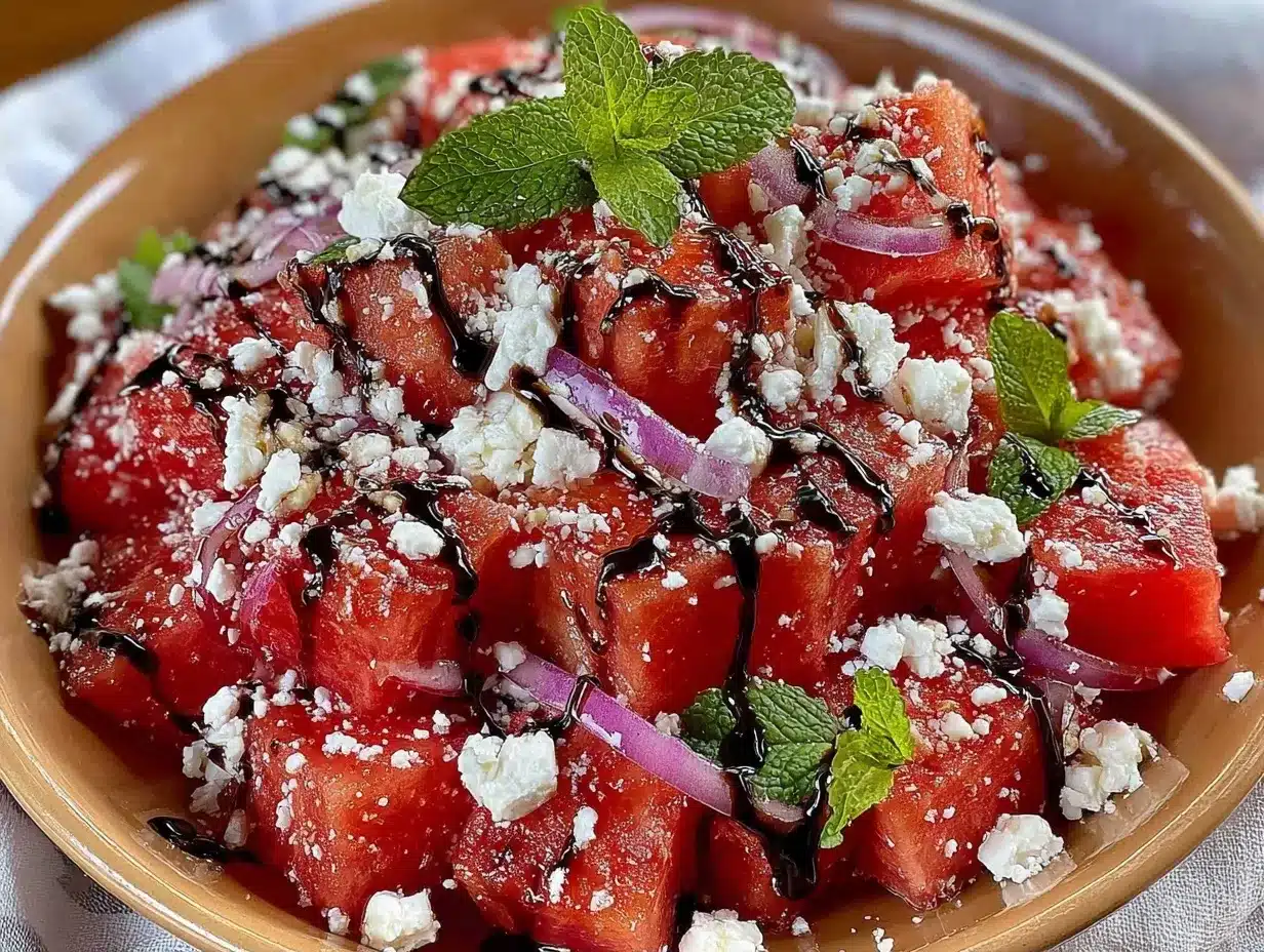 Budget-Friendly Watermelon Feta Salad: 3 Ingredients 4 watermelon feta salad preparation steps